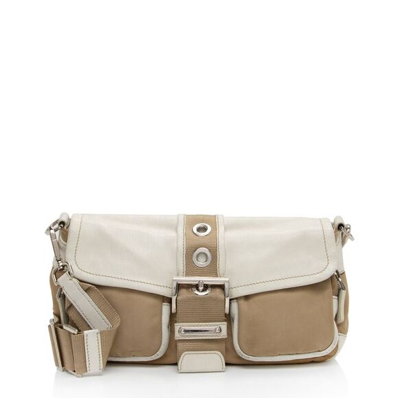 Prada Handbags - Prada Tessuto Vitello Buckle Flap Bag